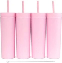 KINNY TUMBLERS (4 Pack) 16oz Matte Pastel Colored Acrylic Tumblers With Lids And Straws | Double Wall Plastic Tumbler With Lid And Straw Bulk Cold Reusable Cup -Peugeot Shop 3187w603pQL. AC