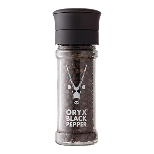 Black Pepper Grinder By Oryx | Refillable Ceramic Pepper Mill | Premium Whole Black Peppercorns | Pair With Oryx Desert Salt Grinder | 50g / 1.26 Oz. Peppercorn Grinder 1 Black Pepper Grinder By Oryx | Refillable Ceramic Pepper Mill | Premium Whole Black Peppercorns | Pair With Oryx Desert Salt Grinder | 50g / 1.26 Oz. Peppercorn Grinder