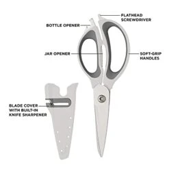 Sabatier 5-in-1 Multi-Purpose Soft-Grip Scissors With An Edgekeeper Built-In Sharpener Blade Cover, All-in-1 Heavy-Duty Scissors With Flathead Screwdriver, Jar Opener, Bottle Opener, 9.5-Inch, White 10 Sabatier 5-in-1 Multi-Purpose Soft-Grip Scissors With An Edgekeeper Built-In Sharpener Blade Cover, All-in-1 Heavy-Duty Scissors With Flathead Screwdriver, Jar Opener, Bottle Opener, 9.5-Inch, White -Peugeot Shop 318AKsTAnBL