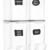 Extra Large 7qt / 6.5L/220oz Tall Food Storage Containers, WIDE & DEEP, 4-Piece BPA Free Plastic Airtight Kitchen Pantry Storage Containers For Flour, Sugar, With 4 Measuring Cups,20 Labels