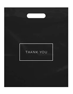 Die Cut Plastic Shopping Bags With Thank You Logo 12" X 15" Boutique Bags With Handles 100 Pack For Merchandise, Gifts, Trade Shows And More