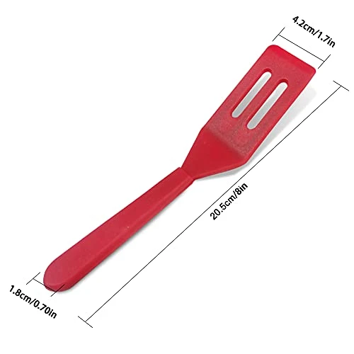 LAND 2 Pcs Mini Spatula Serving Spatula Flexible Nonstick Silicone Heat-Resistant Cookie Spatula Slotted Spatula For Flip Egg In Small Frying Pan Cookie Batter Cookware Cooking Baking(Red And Black) 2 LAND 2 Pcs Mini Spatula Serving Spatula Flexible Nonstick Silicone Heat-Resistant Cookie Spatula Slotted Spatula For Flip Egg In Small Frying Pan Cookie Batter Cookware Cooking Baking(Red And Black) - Image 2
