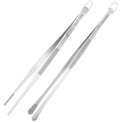 2Pcs Kitchen Tweezers Stainless Food Tongs Chef Tweezers 12 Inch Tweezers Tongs For Cooking, Plating, Pasta