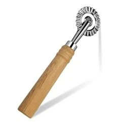 Ravioli Cutter Wheel,Pastry Wheel Cutter With Long Wooden Handle,Zinc Alloy Pasta Cutter Wheel For Kitchen