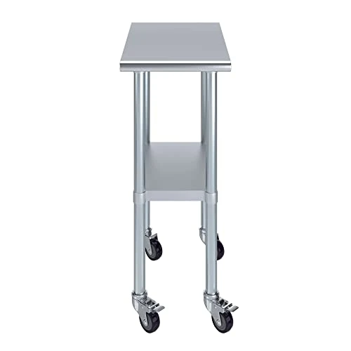 24" X 15" Stainless Steel Work Table With Casters | Heavy Duty Metal Utility Table On Wheels | Kitchen Island Cart 2 24" X 15" Stainless Steel Work Table With Casters | Heavy Duty Metal Utility Table On Wheels | Kitchen Island Cart - Image 2