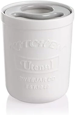 Kitchen Utensil Holder, 7.2" Ceramic Utensil Crock For Cooking Countertop, Housewarming, Wedding, Birthday Gift (Gray) -Peugeot Shop 31BUPsXoL. AC