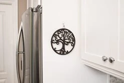 , Trivet For Hot Dishes, Pots And Pans, Metal Trivet, Tree Of Life Design, Cast Iron, Rubber Feet Caps, Ring Hanger, 8 Inches, Brown Finish, 1 Unit -Peugeot Shop 31C5QLiheCS