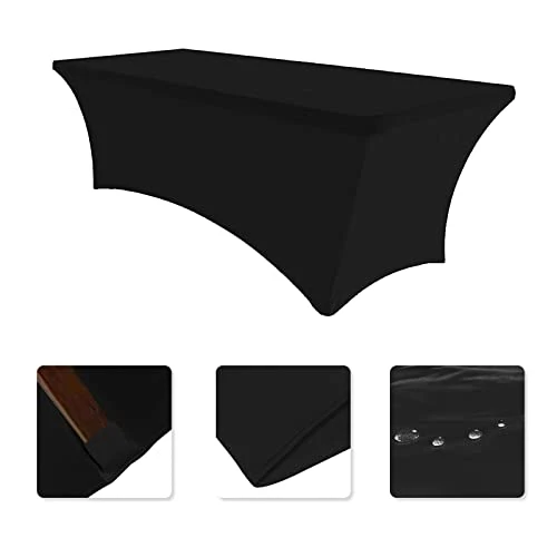 - 2Pack, 6FT Spandex Table Cover Fitted Rectangular Tablecloth Stretchable Fabric Lycra Tablecloth 6 Ft Wrinkle-Free For Party Dj Tradeshows Banquet Weddings Cocktail, 2 Pcs 3 - 2Pack, 6FT Spandex Table Cover Fitted Rectangular Tablecloth Stretchable Fabric Lycra Tablecloth 6 Ft Wrinkle-Free For Party Dj Tradeshows Banquet Weddings Cocktail, 2 Pcs - Image 3
