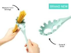 Silicone Pasta Scooper & Strainer - Safe & Simple Straining - Heat-Resistant Food-Grade Silicone With Solid Nylon Core - Grippy Ergonomic Design - Seamless & Durable (Mojito Mint.)