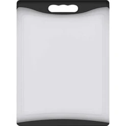 Extra Large Cutting Board, 17.33" Plastic Cutting Board For Kitchen Dishwasher Chopping Board With Juice Grooves Kitchen Cutting Board With Easy Grip Handle, Clear And Black,XL, Kikcoin
