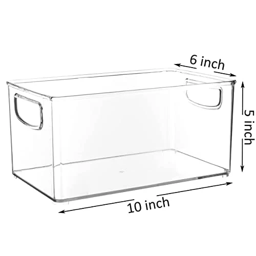 2 Pack Stackable Plastic Storage Organizer Container Bin, Stackable Storage Bins With Handler For Refrigerator, Pantry (10" X 6" X 5") 2 2 Pack Stackable Plastic Storage Organizer Container Bin, Stackable Storage Bins With Handler For Refrigerator, Pantry (10" X 6" X 5") - Image 2