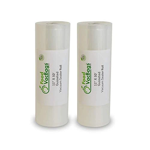 Two Gusseted Expandable 11" X 50' Vacuum Sealer Rolls, Heat Seal, Commercial Grade For Large Roasts, Casseroles, Game, Foodsaver Compatible 1 Two Gusseted Expandable 11" X 50' Vacuum Sealer Rolls, Heat Seal, Commercial Grade For Large Roasts, Casseroles, Game, Foodsaver Compatible