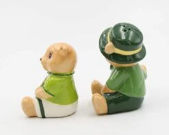 Fine Ceramic Irish St. Patrick Teddy Bear With Shamrock Prints Design Salt & Pepper Shakers Set, 3-1/2" -Peugeot Shop 31DugdQhhYL