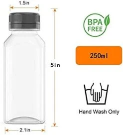 3 Pcs 8 Ounce Plastic Juice Bottles, Clear Bulk Beverage Containers, For Smoothies, Juice Milk And Homemade Beverages