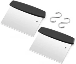Bench Scraper Set Of 2, HaSteeL Metal Dough Scraper Cutter Pastry Chopper With Wooden Handle, Heavy Duty Stainless Steel Griddle Scraper With Measuring Marks For Cooking Baking Grilling -Peugeot Shop 31EnsBQPhUL. AC