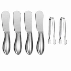 Spreader Knife Set,6-Piece Cheese And Butter Spreader Knives,Mini Serving Tongs,Stainless Steel Multipurpose Butter Knives (Silver)