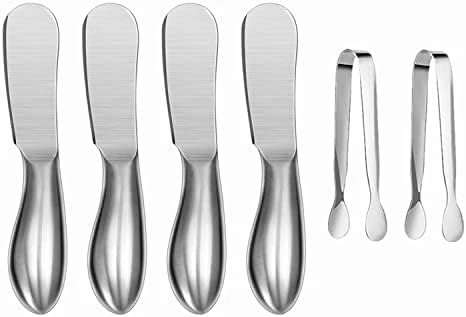 Spreader Knife Set,6-Piece Cheese And Butter Spreader Knives,Mini Serving Tongs,Stainless Steel Multipurpose Butter Knives (Silver) 11 Spreader Knife Set,6-Piece Cheese And Butter Spreader Knives,Mini Serving Tongs,Stainless Steel Multipurpose Butter Knives (Silver) - Image 11