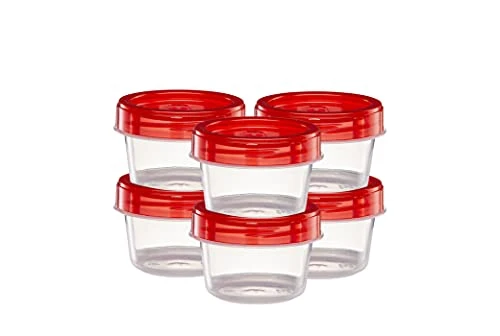 (4 Ounce 10 Pack) Twist Cap Containers Clear Bottom With Red Top Screw On Lids Twist Top Food Storage Freezer Reusable Containers 1 (4 Ounce 10 Pack) Twist Cap Containers Clear Bottom With Red Top Screw On Lids Twist Top Food Storage Freezer Reusable Containers