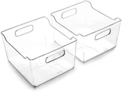| Plastic Storage Bins - 4 Pack | THE LODGE COLLECTION | Multi-Use Organizer Bins | Built-In Handles | BPA-Free | Pantry Organization | Home Organization | Fridge Organizer | Freezer Organizer -Peugeot Shop 31FYNNiZPiS. AC