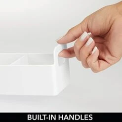 MDesign Plastic Condiment Organizer And Tea Bag Holder - 9" Long Kitchen Pantry/Countertop Storage Caddy - Divided Chip, Snack, Granola, Oatmeal Packet Holder - Lumiere Collection - White -Peugeot Shop 31Fg6BKE3ZL