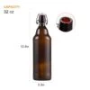 Amber Clear Glass Bottles With Air Tight Lids 32 Oz,Easy Cap Bottles For Beer And Home Brewing,Glass Kombucha Bottles With Stoppers,Swing Top Bottles For Beverages 8 Pack