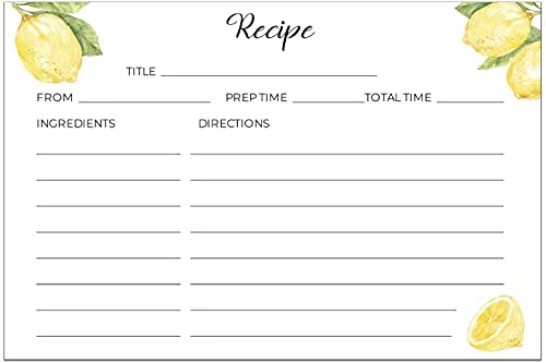 Eart&Berry Lemon Recipe Cards 4x6 Double Sided - Set Of 50 Thick Recipe Cards 3 Eart&Berry Lemon Recipe Cards 4x6 Double Sided - Set Of 50 Thick Recipe Cards - Image 3