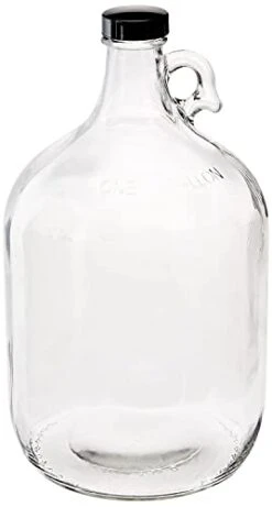 Glass Water Bottle Includes 38 Mm Polyseal Cap, 1 Gallon Capacity, Clear