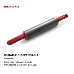KitchenAid Gourmet Rolling Pin, One Size, Red, 2.5 X 2.5 X 22 Inches