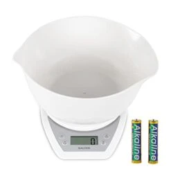 Salter Alter Digital Electronic Kitchen Scales - 2 Litre Dual Pour Mixing Bowl, Perfect For Cooking, Baking, Food/Liquid Weighing, Easy Read Display, Metric/Imperial, 15 Year - White With White Bowl -Peugeot Shop 31IVWSGUB0L 1