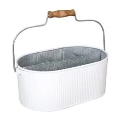 Utensil Caddy,Galvanized Bucket,Galvanized Utensil Holder,Silverware Caddy,Metal Caddy,Outdoor Utensil Caddy,Tin Utensil Holder,Utensil Caddy For Parties,Picnic Caddy,Farmhouse Utensil -White Natural -Peugeot Shop 31IpvVfuCHL
