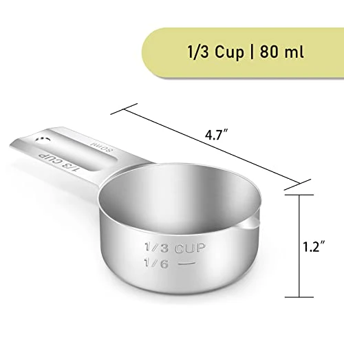 BERYLER 1/3 Cup (5.3 Tbsp | 80 Ml | 80 Cc | 2.7 Oz) Measuring Cup, Stainless Steel Measuring Cups, Metal Measuring Cup, Kitchen Gadgets For Cooking 2 BERYLER 1/3 Cup (5.3 Tbsp | 80 Ml | 80 Cc | 2.7 Oz) Measuring Cup, Stainless Steel Measuring Cups, Metal Measuring Cup, Kitchen Gadgets For Cooking - Image 2