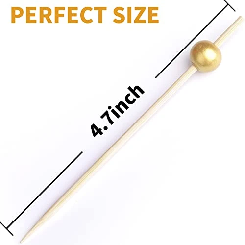 200PCS Cocktail Picks, Fancy Cocktail Toothpicks For Appetizers Picks, Handmade Bamboo Cocktail Skewers For Appetizers Fruit Party, Gold Pearl Food Picks Charcuterie Accessories (4.7 Inch) 7 200PCS Cocktail Picks, Fancy Cocktail Toothpicks For Appetizers Picks, Handmade Bamboo Cocktail Skewers For Appetizers Fruit Party, Gold Pearl Food Picks Charcuterie Accessories (4.7 Inch) - Image 7