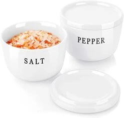 Farmhouse Salt And Pepper Bowls Set, ALELION Salt Cellar With Lid, 10 Oz Salt And Pepper Container For Countertop, Black And White Modern Farmhouse Kitchen Decor, House Warming Gifts New Home, 2 Pcs -Peugeot Shop 31JSC5hs BL. AC