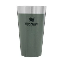 Stanley Adventure Inulsated Stacking Beer Pint Glass, 16oz Stainless Steel Double Wall Rugged Metal Drinking Tumbler (Hammertone Green)