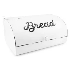 White Bread Box; Farmhouse Vintage Enamelware Countertop Bread Bin