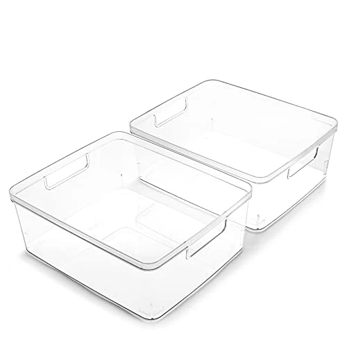 | Plastic Storage Bins, Medium - 2 Pack | THE LUCID COLLECTION | Multi-Use Organizer Bins | Built-In Handles | BPA-Free | Clear Storage Containers | Fridge Organizer | Pantry & Home Organization 1 | Plastic Storage Bins, Medium - 2 Pack | THE LUCID COLLECTION | Multi-Use Organizer Bins | Built-In Handles | BPA-Free | Clear Storage Containers | Fridge Organizer | Pantry & Home Organization