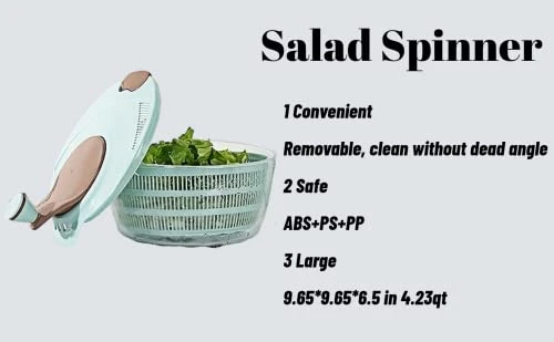 4.2 Quarts Salad Spinner Large Dryer Lettuce Spinner ABS,BPA Free Clips Easy To Clean Wash Dry Vegetable Fruit Veggie Pasta Fries Bowl Drain Colander Secure Lid Lock Rotary Handle Quick Prepping 4L 5 4.2 Quarts Salad Spinner Large Dryer Lettuce Spinner ABS,BPA Free Clips Easy To Clean Wash Dry Vegetable Fruit Veggie Pasta Fries Bowl Drain Colander Secure Lid Lock Rotary Handle Quick Prepping 4L - Image 5
