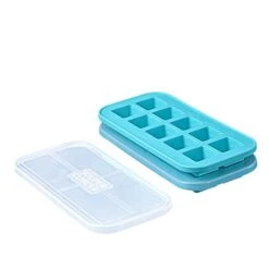 2 Tablespoon / 1 Oz. Freezing Tray With Lid, Aqua Color, Pack Of Two. Freeze Food, Ice Cubes, Baby Food