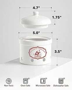 Garlic Keeper, 5 Inch Vented Ceramic Storage Container Holder, Reserve For Garlic, Onion, Lemon, Patato, Ginger Or Shallots, 1 Pack, White 8 Garlic Keeper, 5 Inch Vented Ceramic Storage Container Holder, Reserve For Garlic, Onion, Lemon, Patato, Ginger Or Shallots, 1 Pack, White -Peugeot Shop 31Khs3CU06L