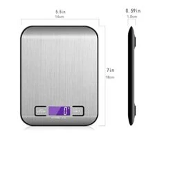 Digital Kitchen Scale,Multifunction Food Scale Measure Weight(MAX:11LB/5KG/176OZ)Accurately,Stainless Steel Scale Digital Weight,Large LCD Display,Waterproof,4 Unit(g/ml/oz/lb)
