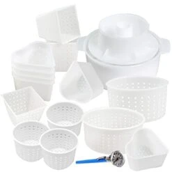 16 Pcs Cheese Mold + Thermometer - Cheesemaking Kit - Cheese Form - Press Strainer - Cheese Molds â„– 5