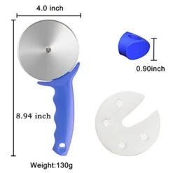4-Inch Pizza Cutter Wheel,Heavy Stainless Steel Large Pizza Cutter With Cover,Premium Kitchen Pizza Slicer With Good Grips Handle Super Sharp,Easy To Clean And Dishwasher Safe-Blue -Peugeot Shop 31KvXafymHS