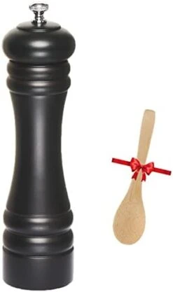 Black Pepper Mill Or Salt Grinder Refillable, Adjustable Coarseness Wooden Salt Grinder With Ceramic Grinding Mechanism For Home, Kitchen, Barbecue, Party-8 Inch (Black+ Gold) -Peugeot Shop 31L63QDHDjL. AC