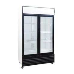 Glass 2 Door Upright Display Beverage Cooler Merchandiser; 35 Cubic Ft., 45" Wide