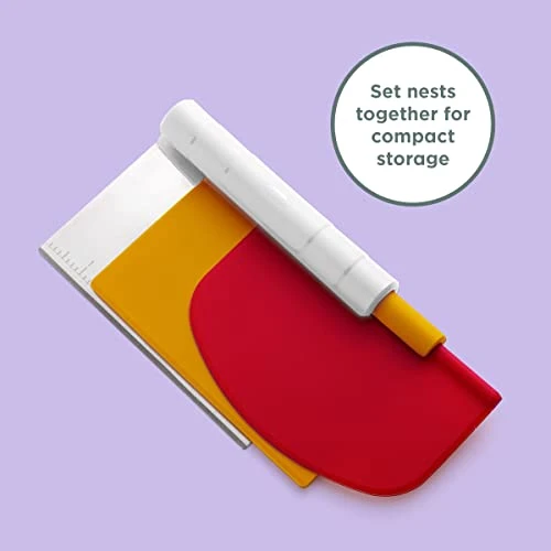 Chef'n Pastrio Set Bench Scraper And Chopper, Includes Stainless Steel And Plastic, Red 5 Chef'n Pastrio Set Bench Scraper And Chopper, Includes Stainless Steel And Plastic, Red - Image 5