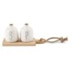 Bistro Basic Ceramic Salt And Pepper Shaker Set With Board, White