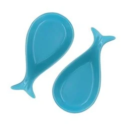 2PC Fish Spoon Rest Ceramic For Kitchen, Blue 9" X 4.5" -Peugeot Shop 31LyjQAaTRL