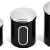 Stainless Steel Canister Sets With Anti-Fingerprint Lid And Visible Window, Cereal Container Set Of 3 (Black)