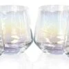 12 Fl Oz Electroplated Stemless Wine Glasses Set Of 4 With Rainbow Effect