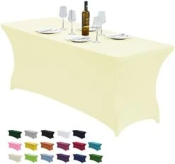 6FT Stretch Spandex Table Cover For Rectangular Fitted Folding Tables, Wrinkle Resistant, Elastic Stretchable Patio Tablecloth Protector For Party, Banquet, Wedding And Events (Black) -Peugeot Shop 31MT 7SX2WL. AC